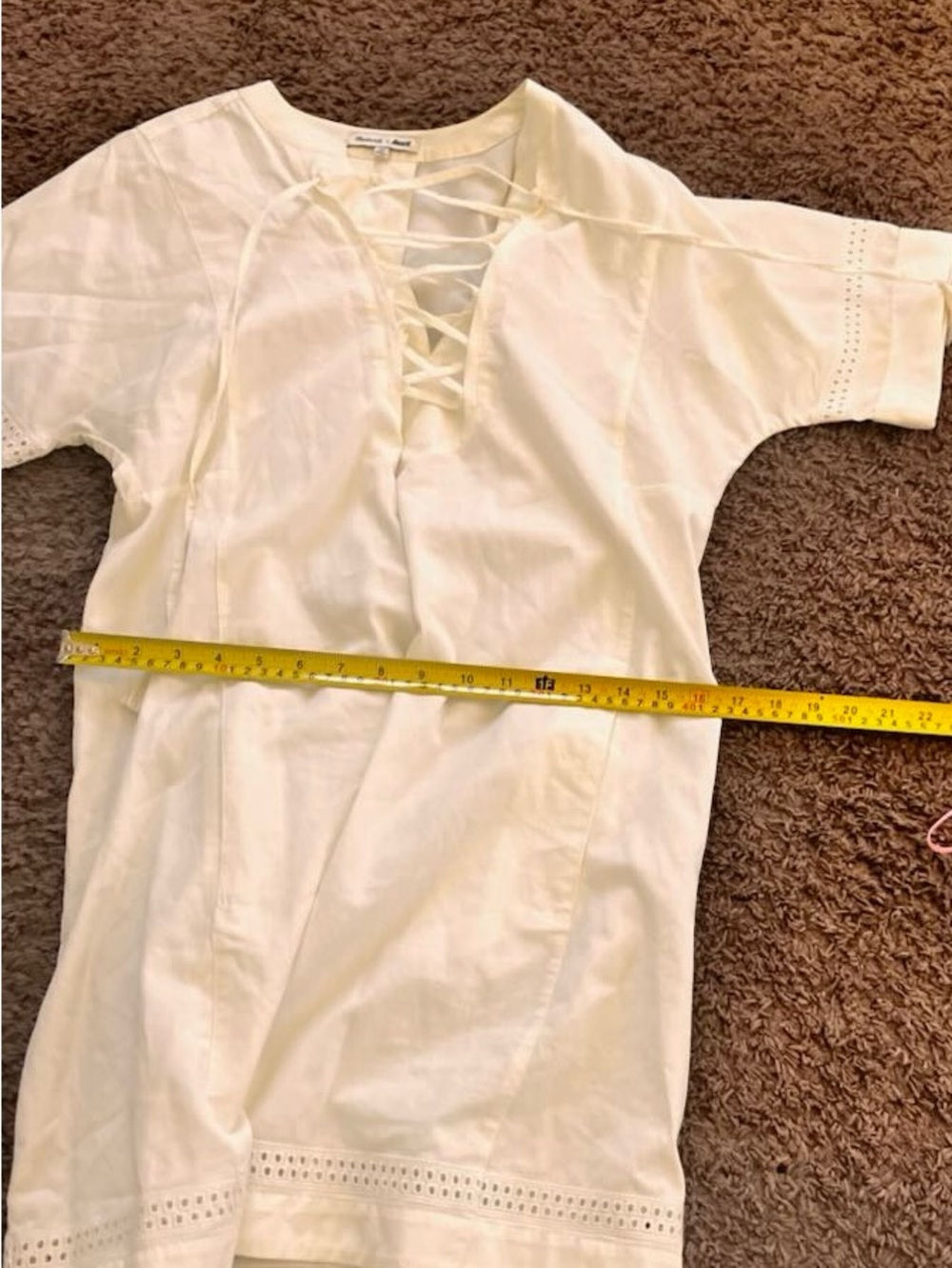 Madewell X Daryl K Lace Up Dress Beverly White Cotton Shift XS Oversized $158 - Picture 6 of 6